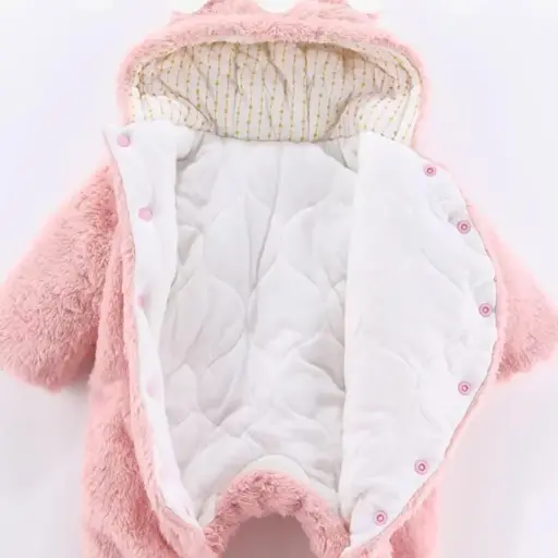 Warm Fleece Hooded Romper for Baby Boy/Girl